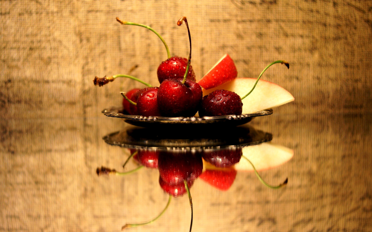 Das Cherries Acrylic Still Life Wallpaper 1280x800