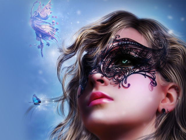 Das Girl Wearing Mask Wallpaper 640x480