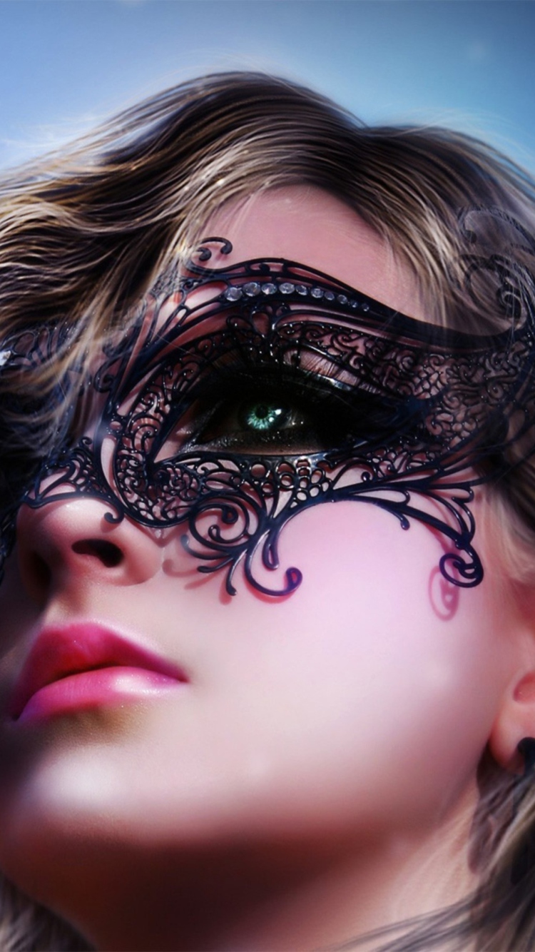 Fondo de pantalla Girl Wearing Mask 750x1334