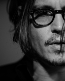 Обои Johnny Depp Black And White Portrait 128x160