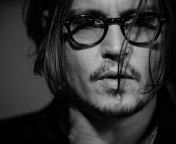 Обои Johnny Depp Black And White Portrait 176x144