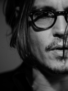 Обои Johnny Depp Black And White Portrait 240x320
