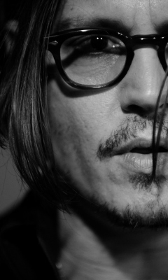 Обои Johnny Depp Black And White Portrait 240x400