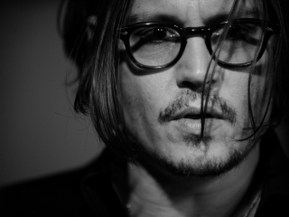 Johnny Depp Black And White Portrait wallpaper 320x240