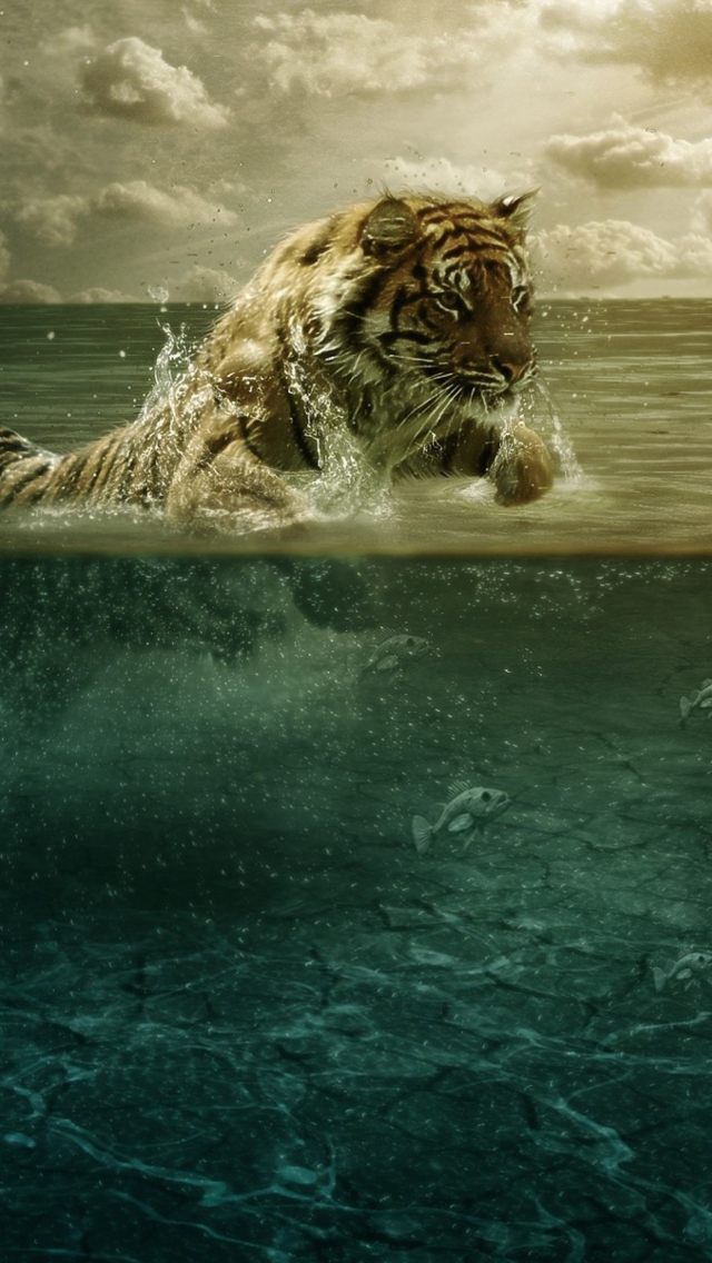 Tiger Jumping Out Of Water screenshot #1 640x1136