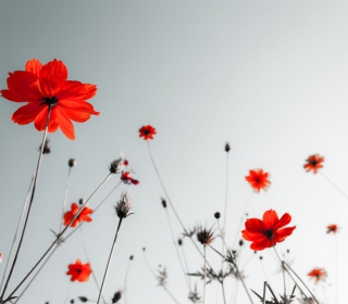 Red Flowers Under Grey Sky sfondi gratuiti per 1024x1024