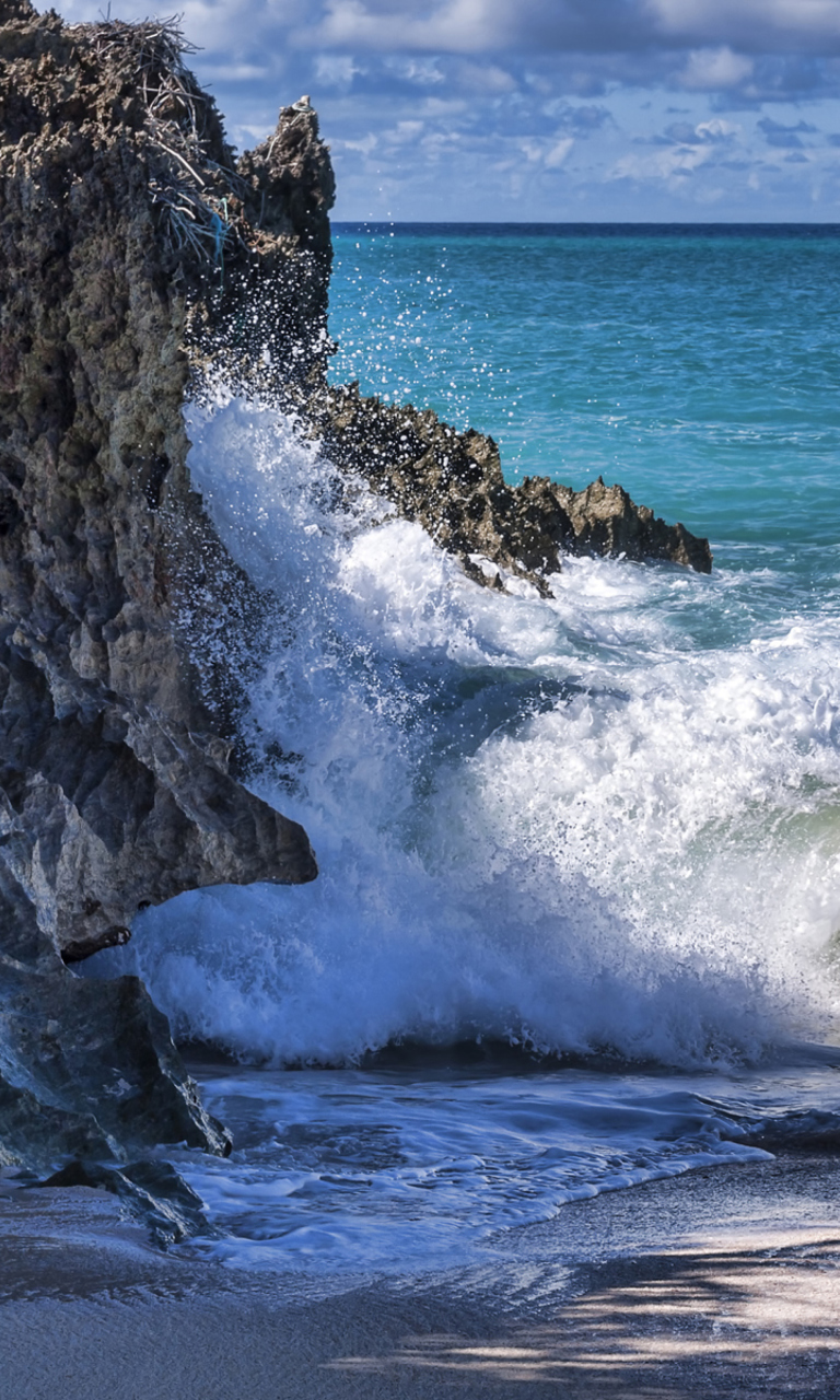 Sfondi Rocks And Ocean Waves 768x1280