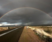 Das Double Rainbow And Road Wallpaper 176x144