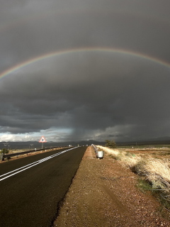 Fondo de pantalla Double Rainbow And Road 240x320