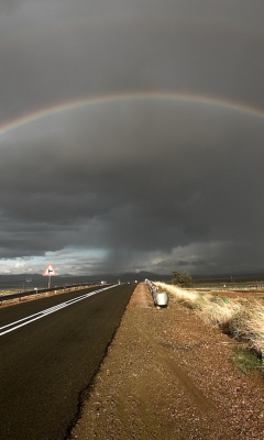 Das Double Rainbow And Road Wallpaper 240x400