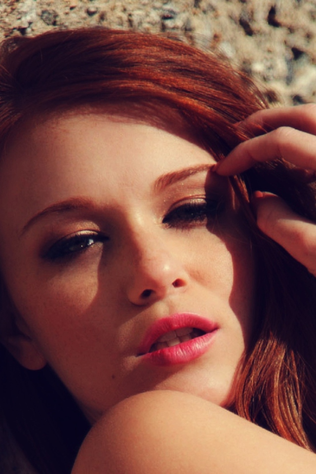 Beautiful Redhead Model wallpaper 640x960