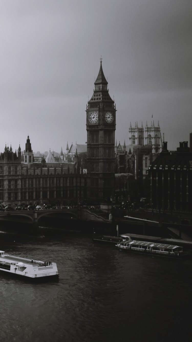 Das London City Black And White Wallpaper 750x1334