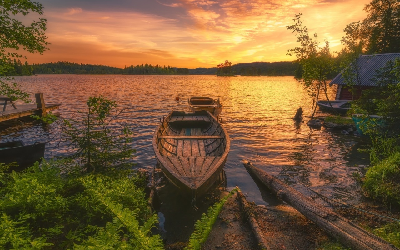 Обои Breathtaking Lake Sunset 1280x800