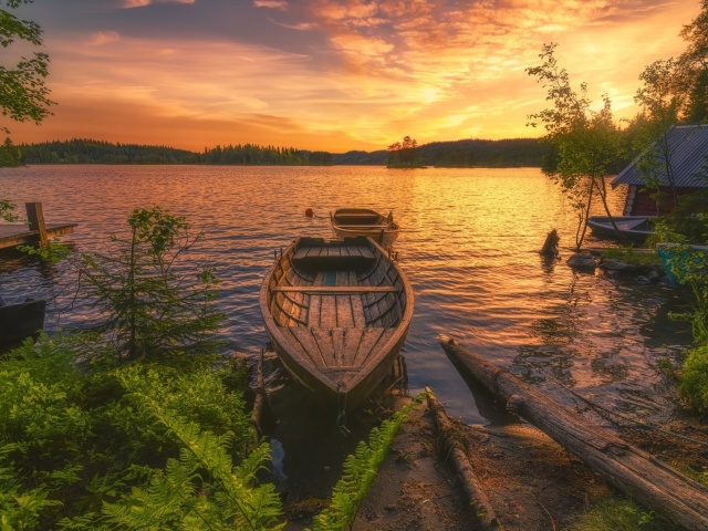 Das Breathtaking Lake Sunset Wallpaper 640x480