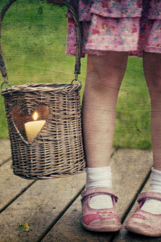 Child With Basket And Candle wallpaper 320x480