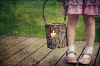 Child With Basket And Candle Wallpaper for Android, iPhone and iPad