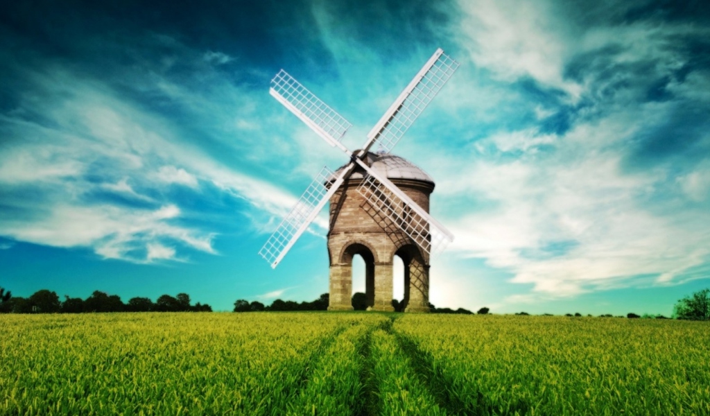 Sfondi Windmill In Field 1024x600