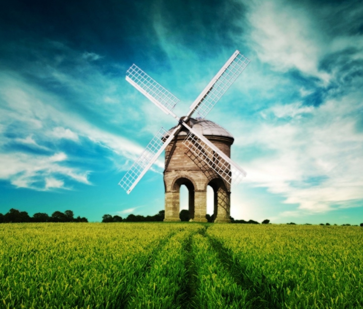 Обои Windmill In Field 1200x1024