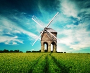 Sfondi Windmill In Field 176x144