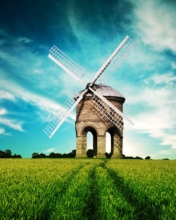 Sfondi Windmill In Field 176x220