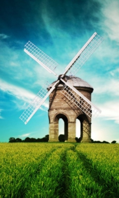 Das Windmill In Field Wallpaper 240x400