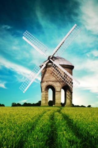 Das Windmill In Field Wallpaper 320x480