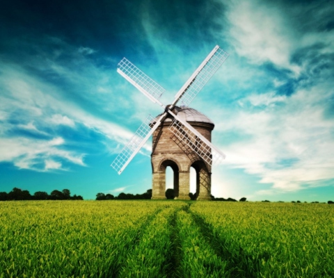 Screenshot №1 pro téma Windmill In Field 480x400