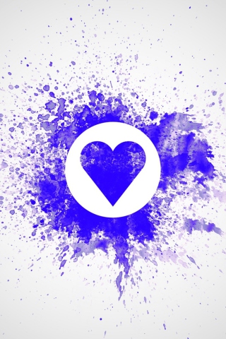 Das Blue Heart Splash Wallpaper 320x480
