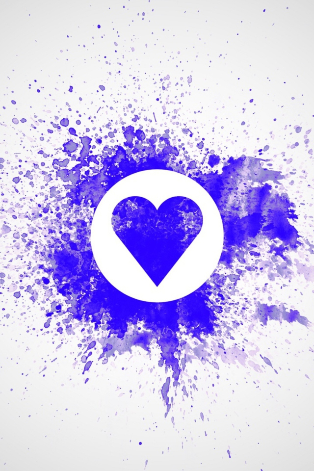 Das Blue Heart Splash Wallpaper 640x960
