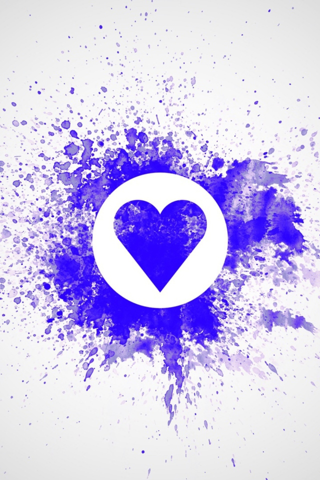 Fondo de pantalla Blue Heart Splash 640x960