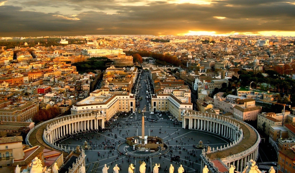 Das St. Peter's Square in Rome Wallpaper 1024x600