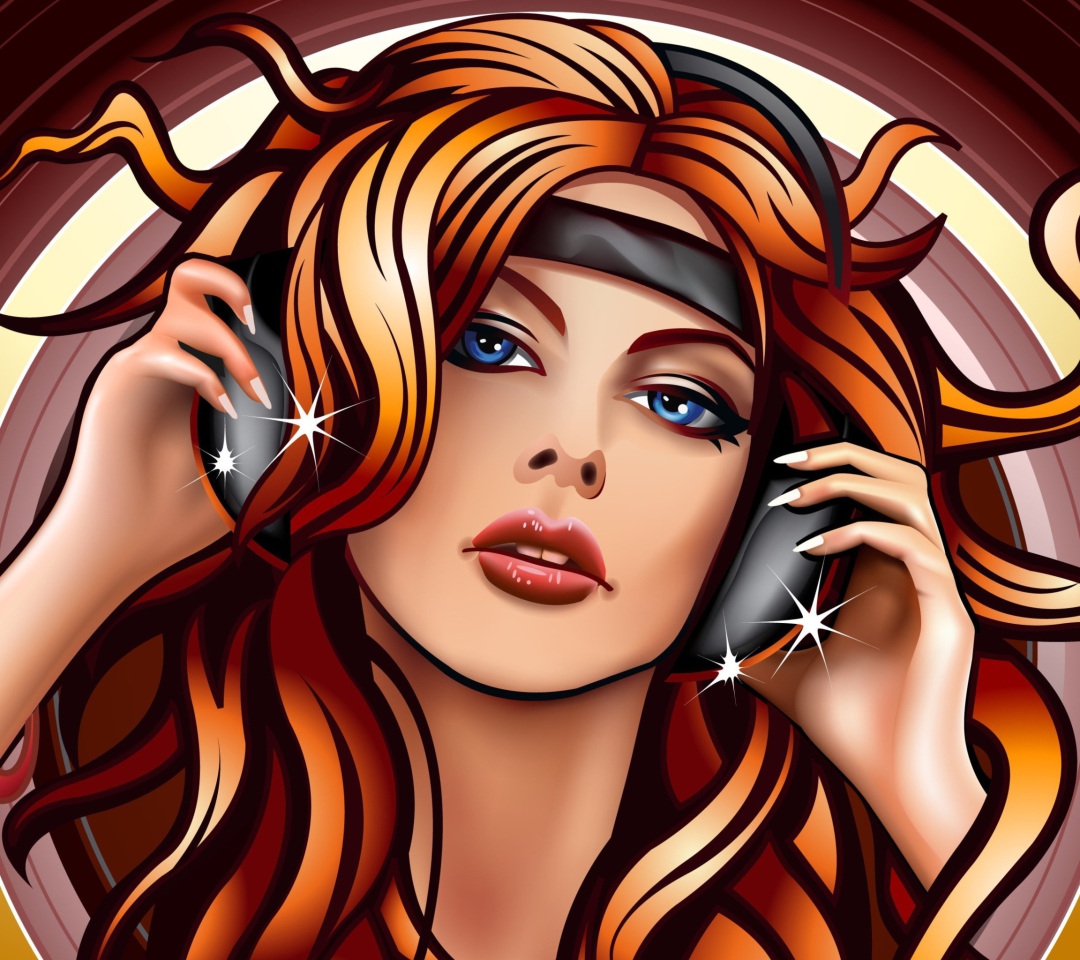 Обои Girl In Headphones Vector Art 1080x960