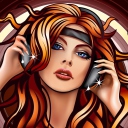 Das Girl In Headphones Vector Art Wallpaper 128x128
