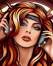 Das Girl In Headphones Vector Art Wallpaper 176x220