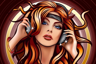 Girl In Headphones Vector Art Background for Android, iPhone and iPad