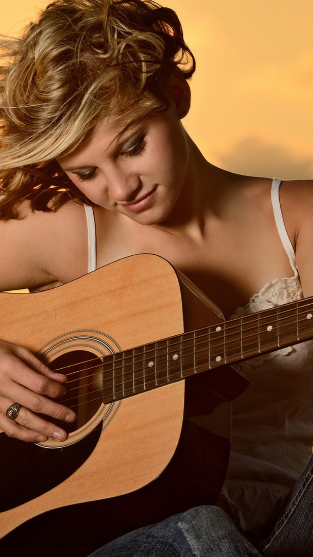 Girl Playing Guitar wallpaper 1080x1920