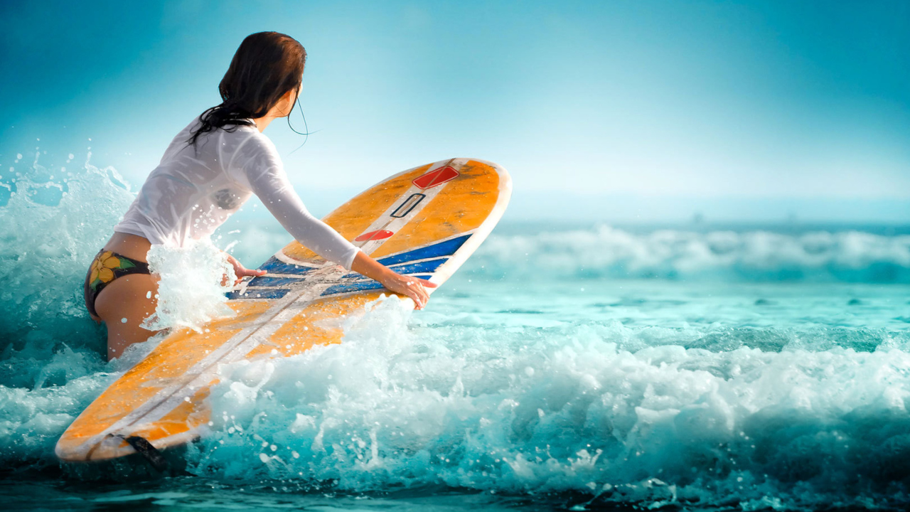 Surfing Girl wallpaper 1280x720