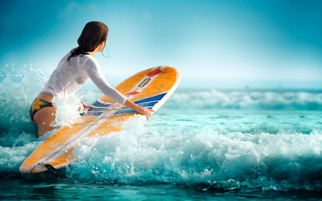 Surfing Girl wallpaper 1280x800