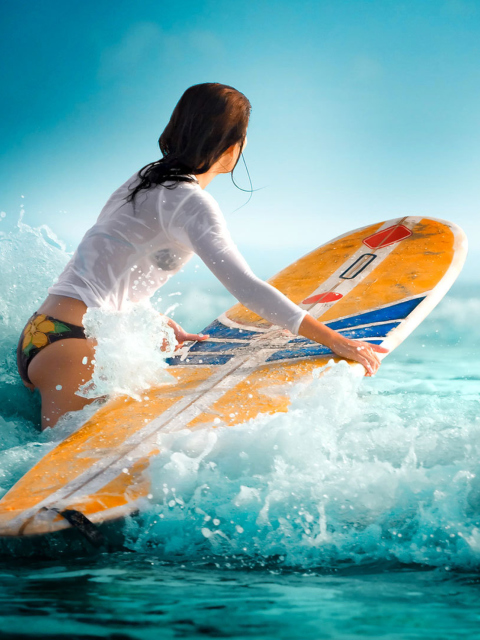 Surfing Girl wallpaper 480x640