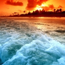 Blue Waves And Red Sunset wallpaper 128x128
