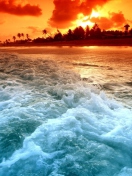 Blue Waves And Red Sunset wallpaper 132x176