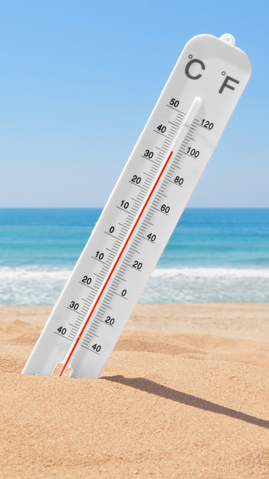 Обои Thermometer on Beach 1080x1920