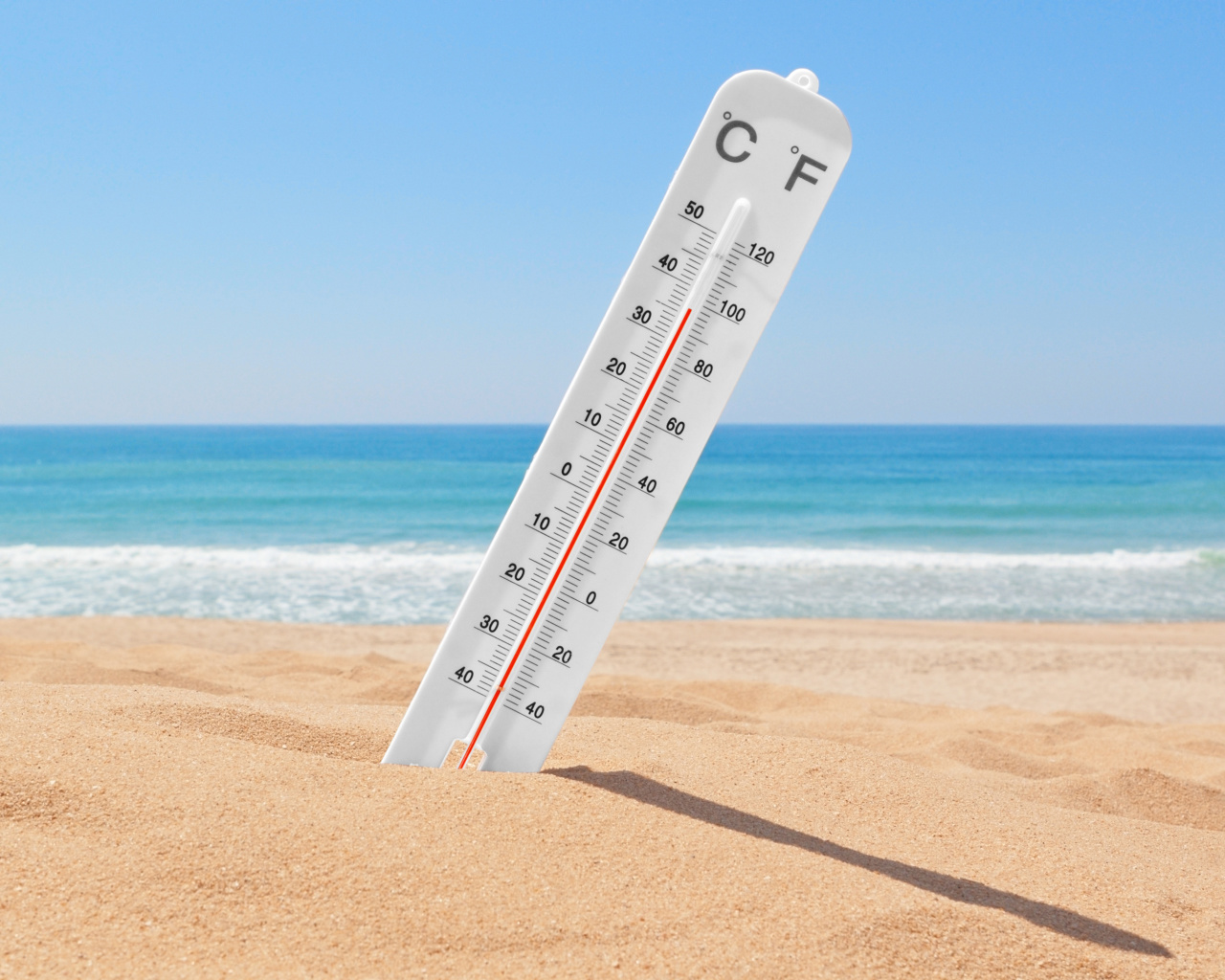 Thermometer on Beach wallpaper 1280x1024