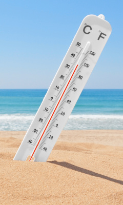 Screenshot №1 pro téma Thermometer on Beach 240x400