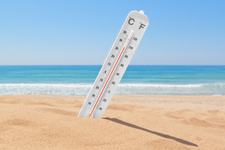 Thermometer on Beach Background for Android, iPhone and iPad