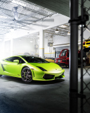 Обои Neon Green Lamborghini Gallardo 128x160