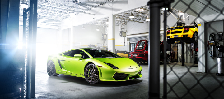 Sfondi Neon Green Lamborghini Gallardo 720x320