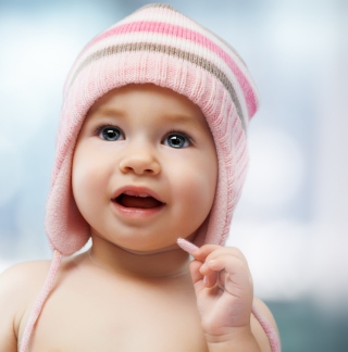 Sweet Baby In Pink Hat Background for iPad mini 2