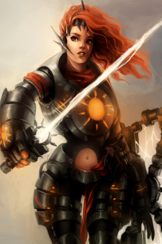 Das Warrior  Woman with Sword Wallpaper 320x480
