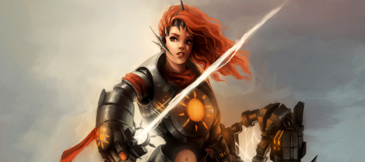 Das Warrior  Woman with Sword Wallpaper 720x320